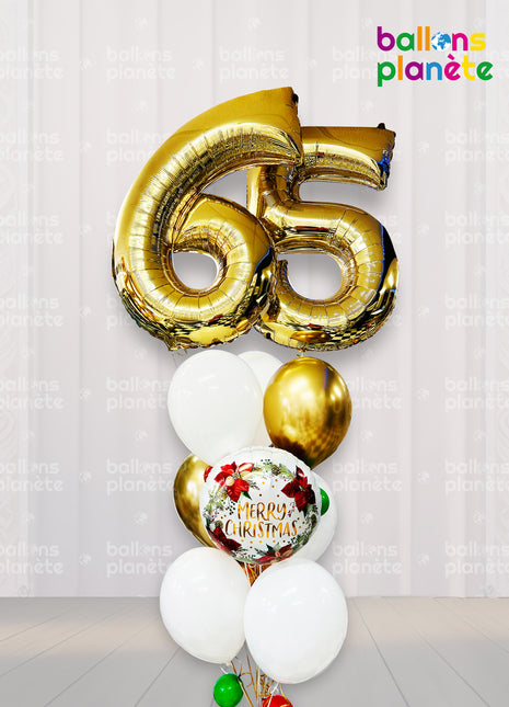 Bouquet de Ballons "Joyeux 65ème Noël"
