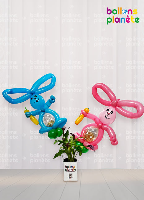 Lapins Festifs en Ballons
