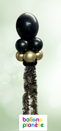 Colonne de Ballons Personnalisé  "Chic Noir et Or" !